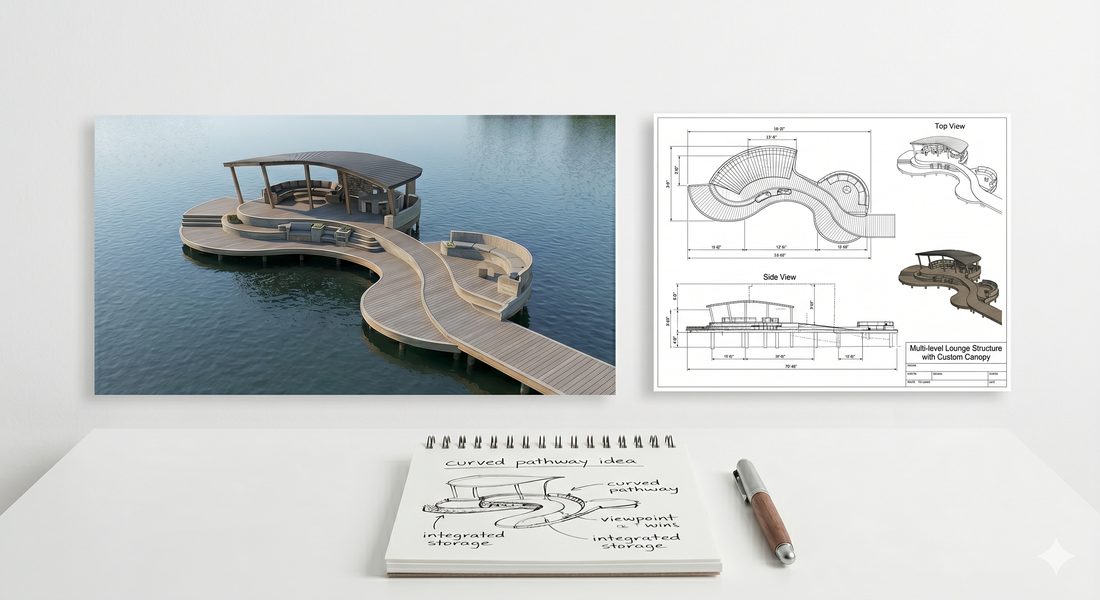 Custom dock project and 3D modeling render